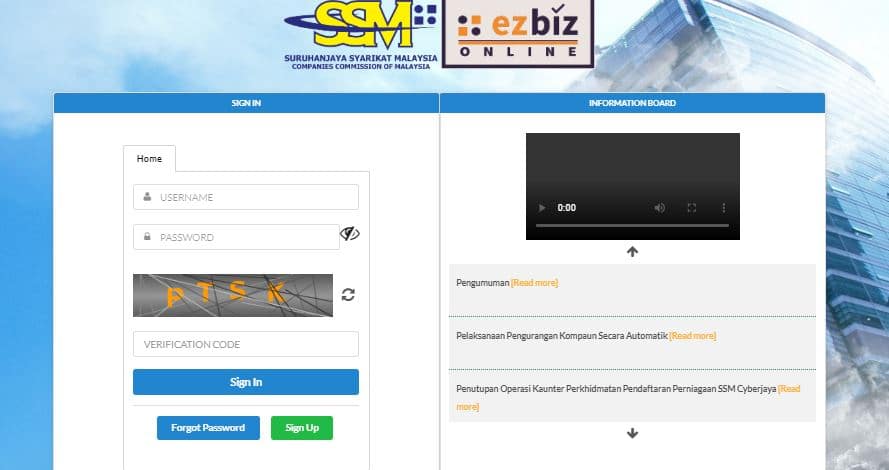 ezbiz online - Renew Dan Daftar SSM Online Melalui EzBiz